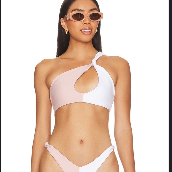 Lovers and Friends Jordy Top in White and Nude, Size L - Picture 2 of 5